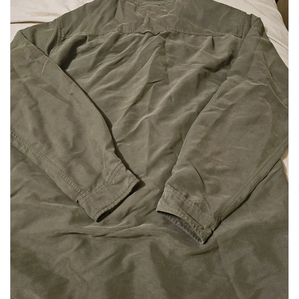 The North Face Shirt Mens Medium Green Long Sleeve Button Up Vented Hiking Modal